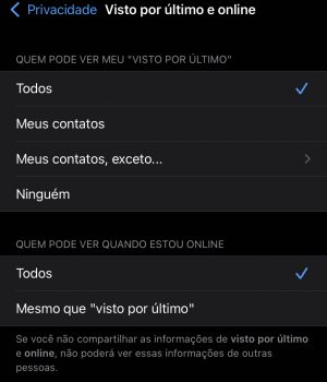 Menu Visto por último e online